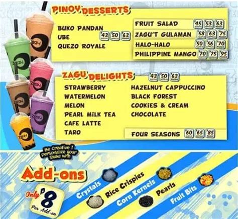 Zagu Menu Prices .